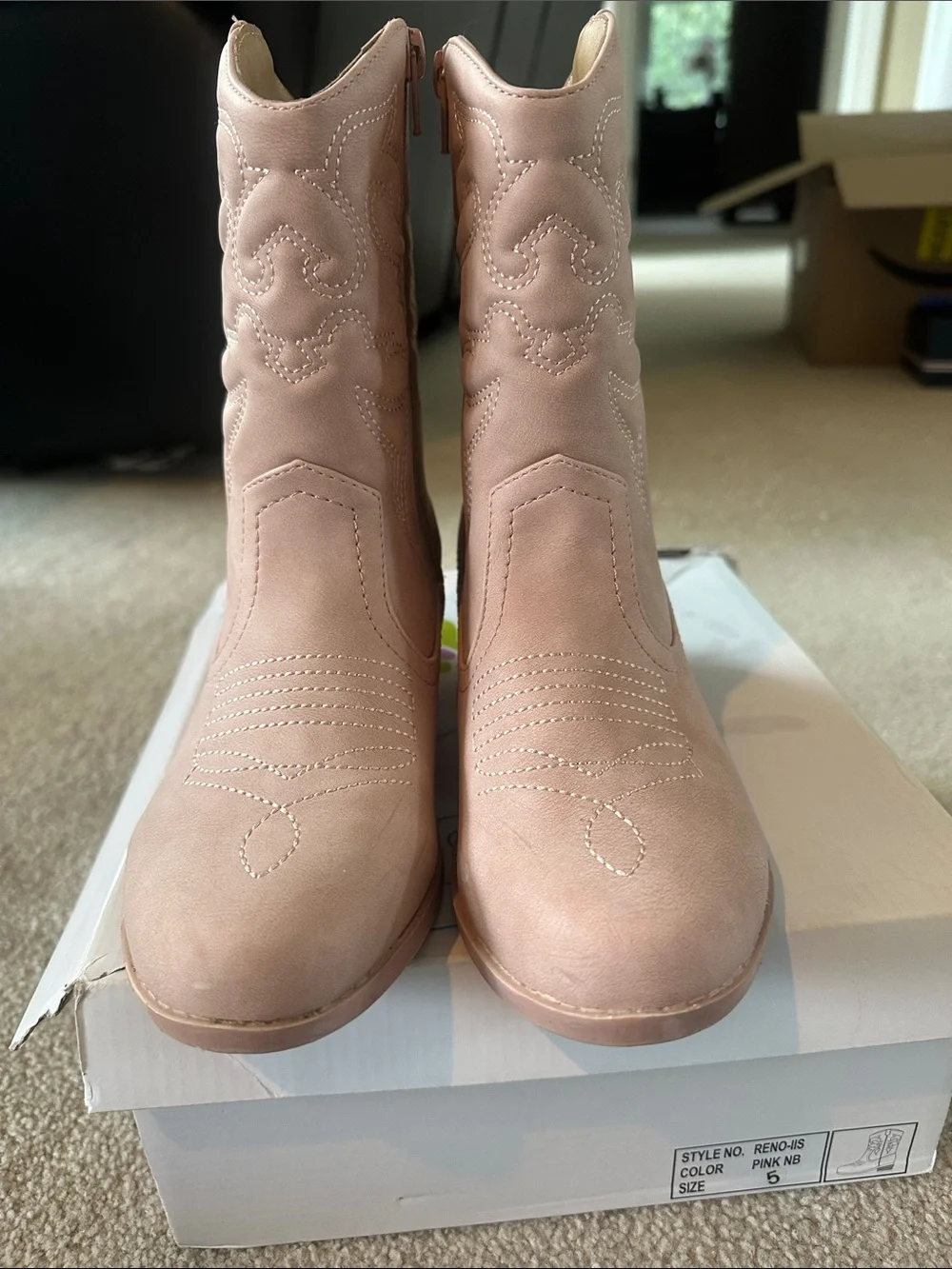 Girls - Reno Western Boot - Blush Pink - 5